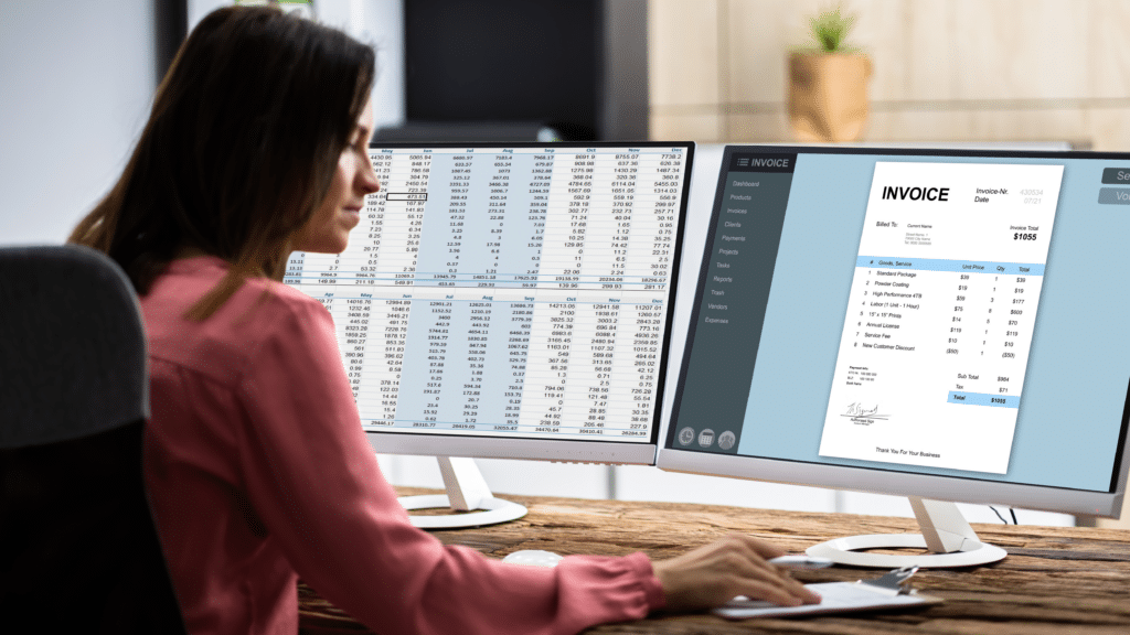 Business owner managing invoices digitally to improve accounts receivable and speed up customer payments