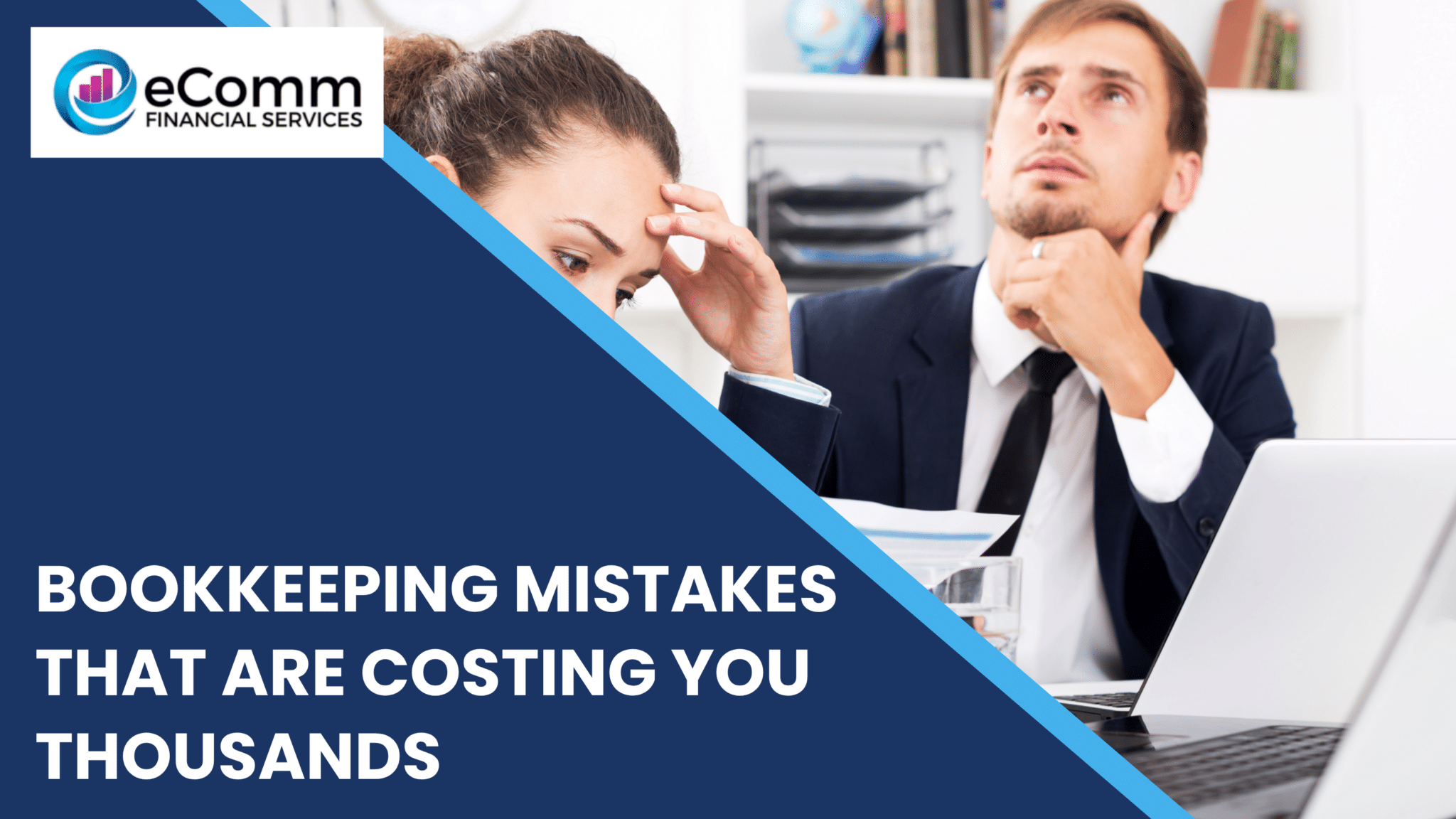 Business professionals reviewing financial documents and discussing bookkeeping mistakes that impact profitability